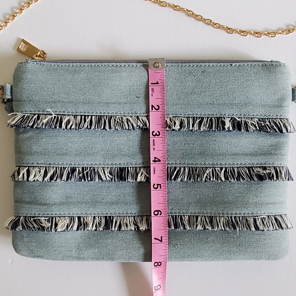 Denim Clutch with Removable Chain - Picture 5 of 8
